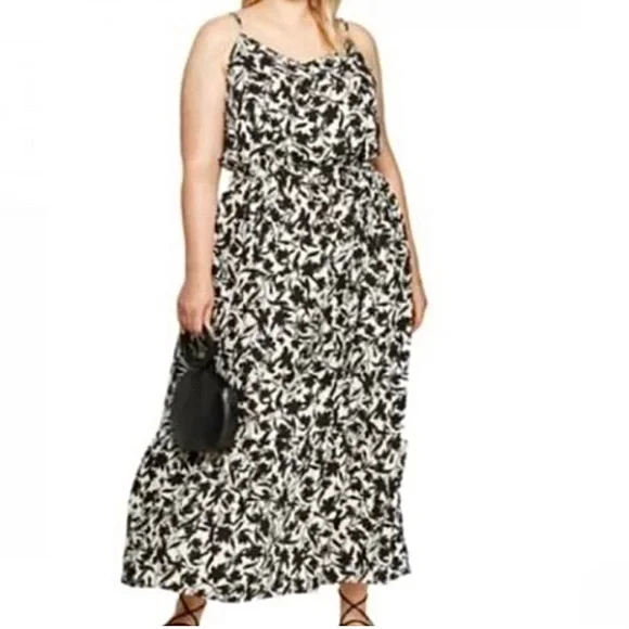 Ava & Viv | Dresses | Nwt Ava Viv Black White Floral Maxi Dress 3x |  Poshmark